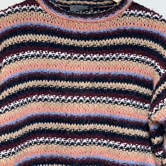 Anthropologie Elsamanda Italy Womens Striped Chunky Knit Sweater Wool Alpaca M - Picture 4 of 6